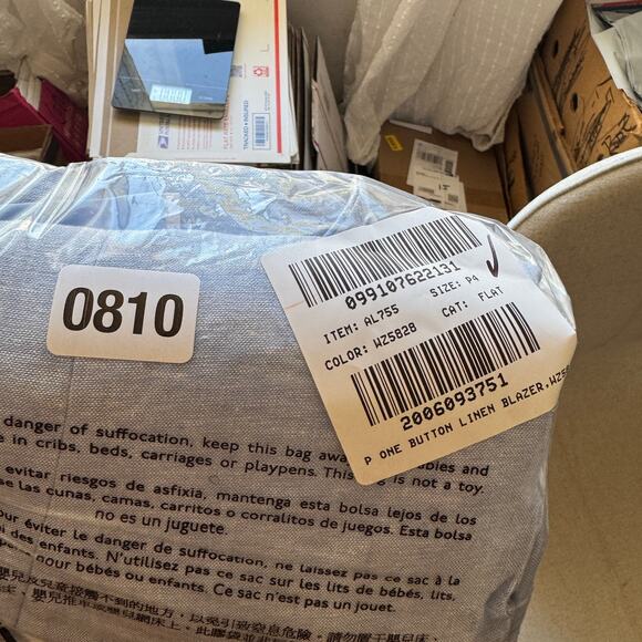 J.Crew Petite Linen-Blend One-Button Blazer WMNS 4P Blue Lined Long Sleeve Notch - Picture 8 of 8